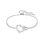 Swarovski Taşlı Kalp Detaylı  Bileklik  (Altın Kaplama)